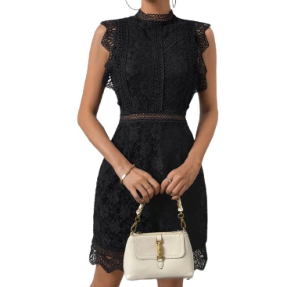 Black Lace Sleeveless Pencil Dress